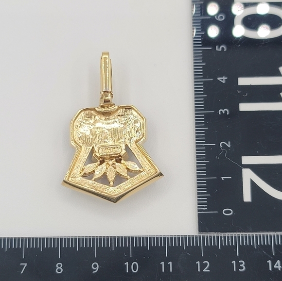 Vintage Butler Red Green Goldtone Pendant #651 - Picture 9 of 14